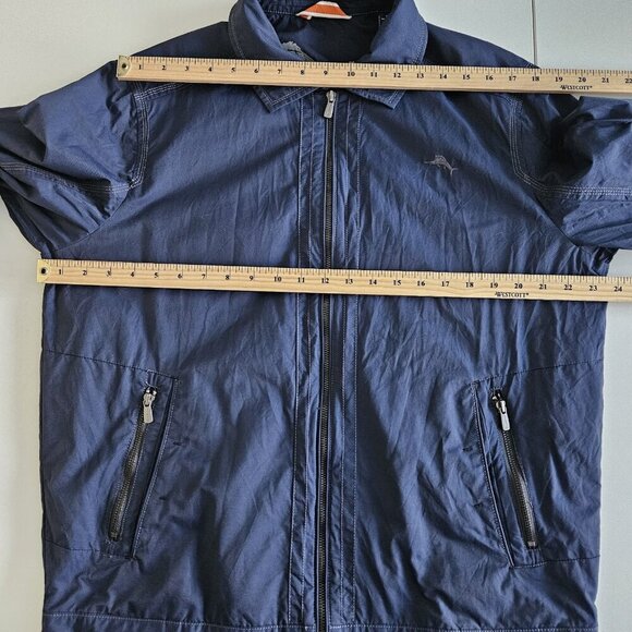 Tommy Bahama Jacket Mens M Navy Cotton Nylon Full Zip Lined Windbreaker Pockets - Picture 5 of 16